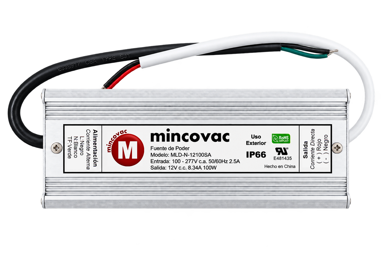 Fuente de poder LED 12V 100W MLD-N-12100SA - vista superior