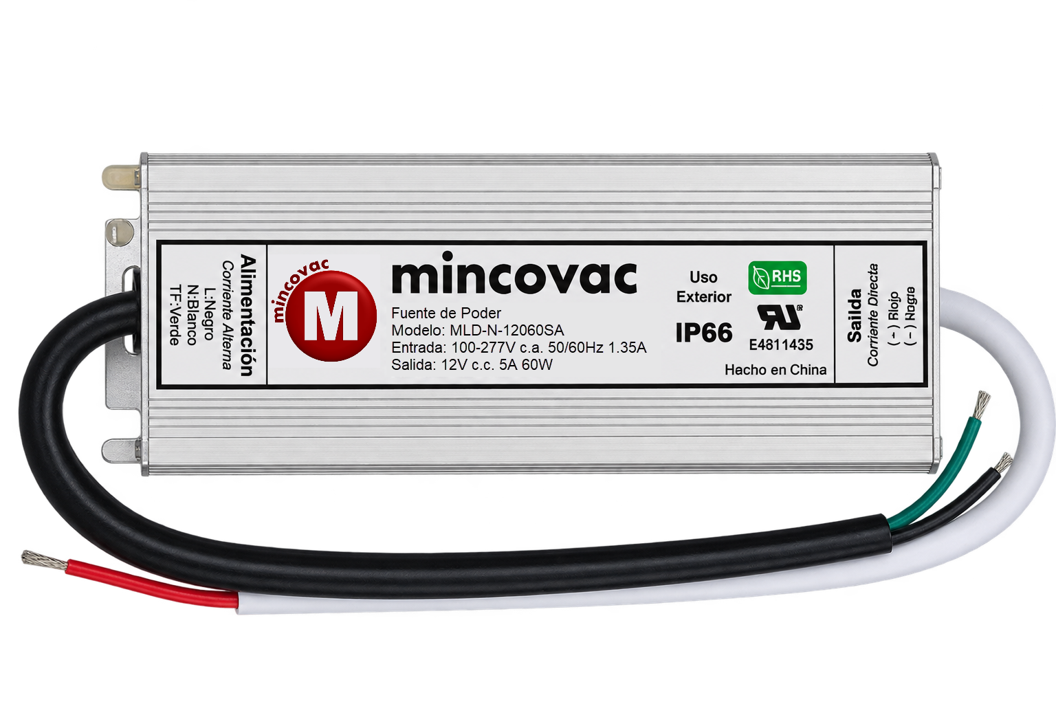 Fuente de poder LED 12V 60W MLD-N-12060SA - vista frontal
