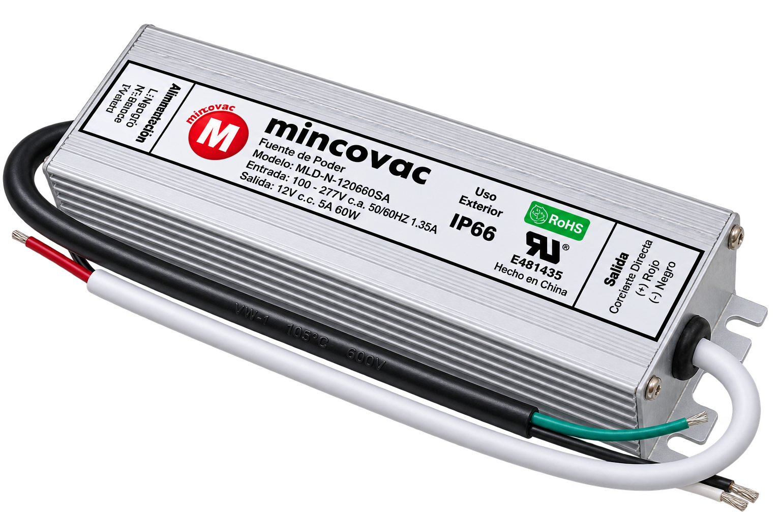 Fuente de poder LED 12V 60W MLD-N-12060SA - vista isométrica