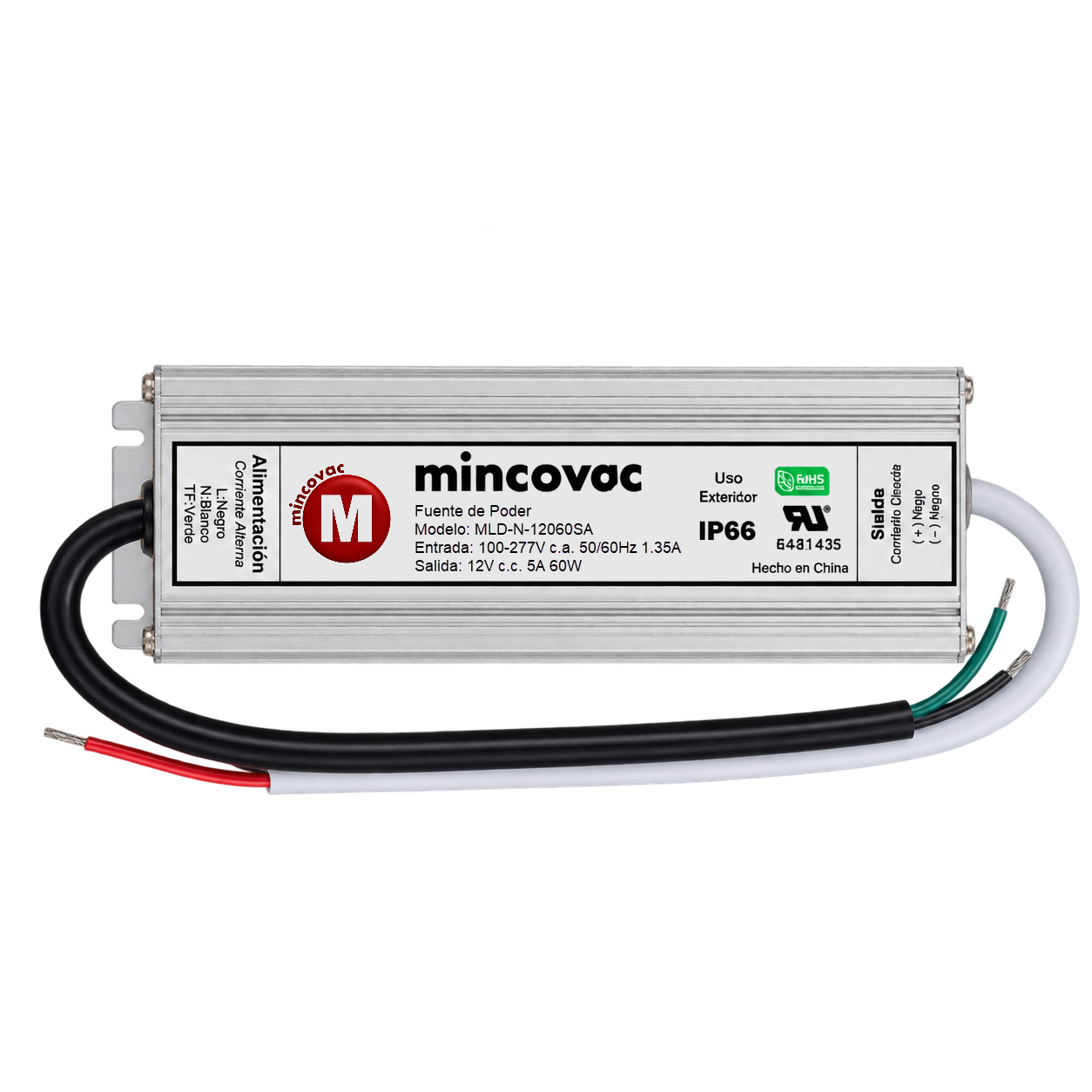 Fuente de poder LED 12V 60W MLD-N-12060SA - vista superior